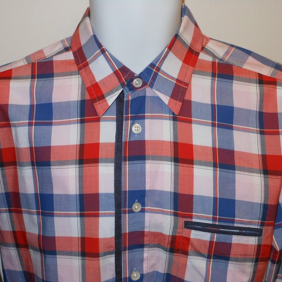 Hugo Boss Orange colorful plaids men's dress shirt - Picture 4 of 9
